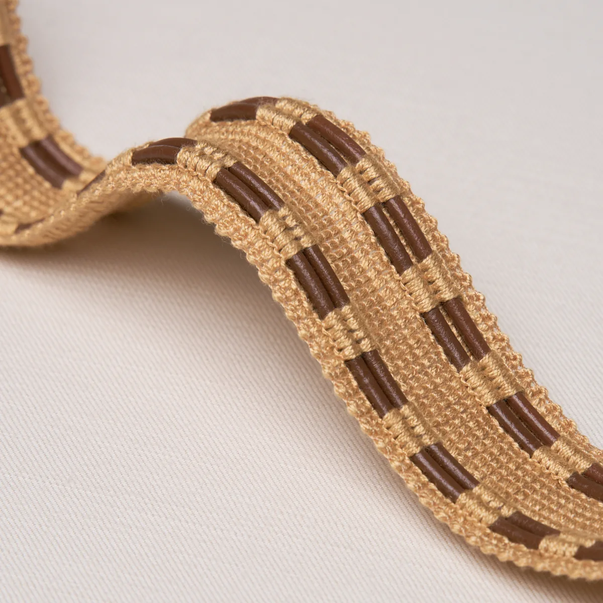 Schumacher Leather Cord Tape trim in Natural (86382)