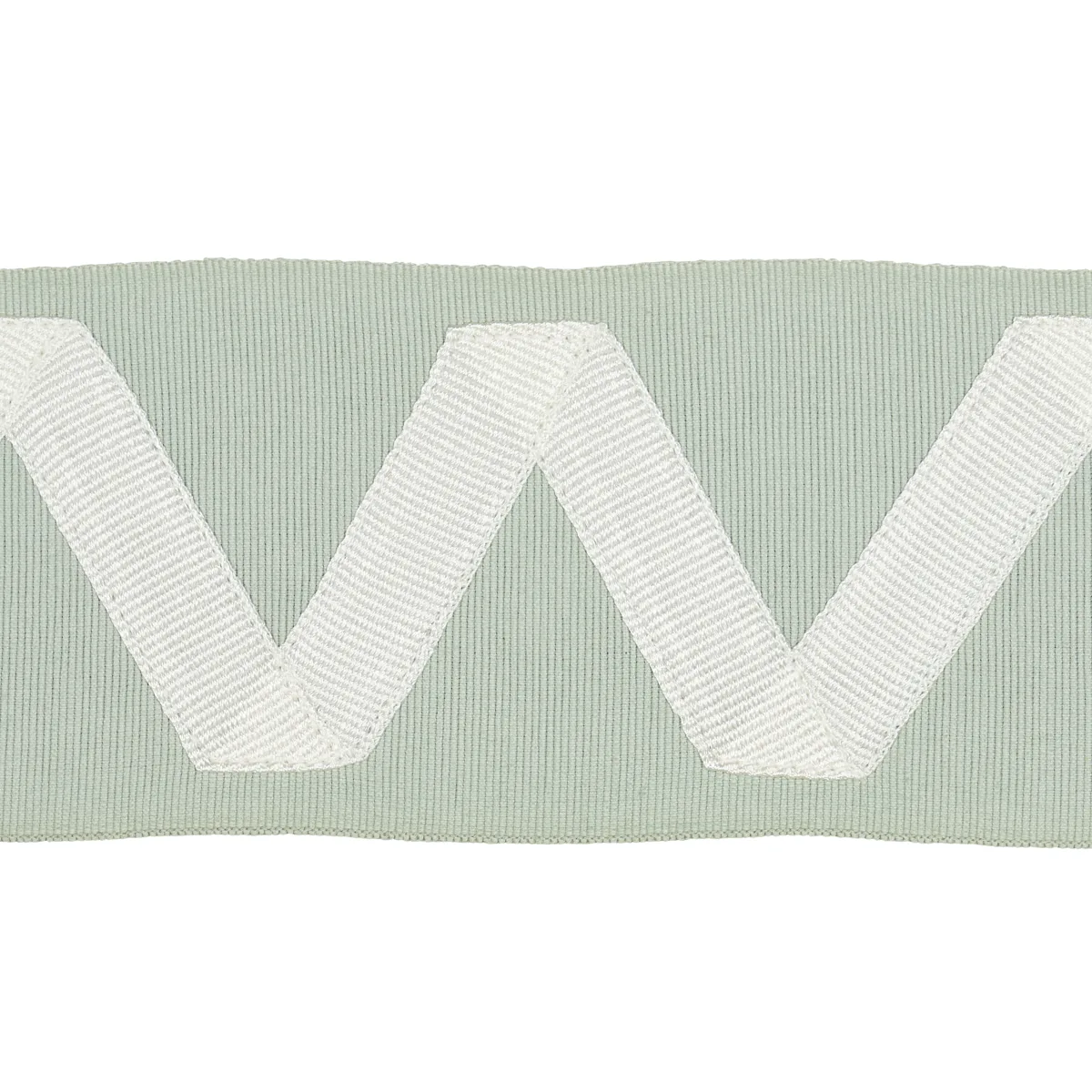 Schumacher Legere Appliqué Tape trim in Ivory on Seaglass (80872)
