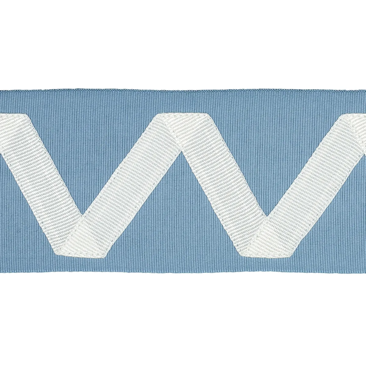 Schumacher Legere Appliqué Tape trim in Ivory on Sky (80873)