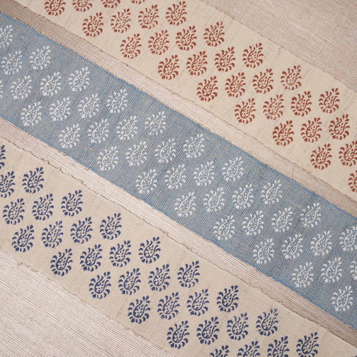 82132 | Leila Hand-Block Matka Tape - Chambray Schumacher Leila Hand-Block Matka Tape trim in Chambray (82132)