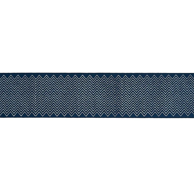 Schumacher Leora Hand Blocked Tape trim in Indigo (79652)