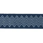 181382 | Leora Hand Blocked Tape Narrow - Indigo Schumacher Leora Hand Blocked Tape Narrow trim in Indigo (181382)