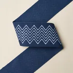 181382 | Leora Hand Blocked Tape Narrow - Indigo Schumacher Leora Hand Blocked Tape Narrow trim in Indigo (181382)