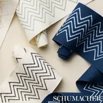 181380 | Leora Hand Blocked Tape Narrow - Sky Schumacher Leora Hand Blocked Tape Narrow trim in Sky (181380)