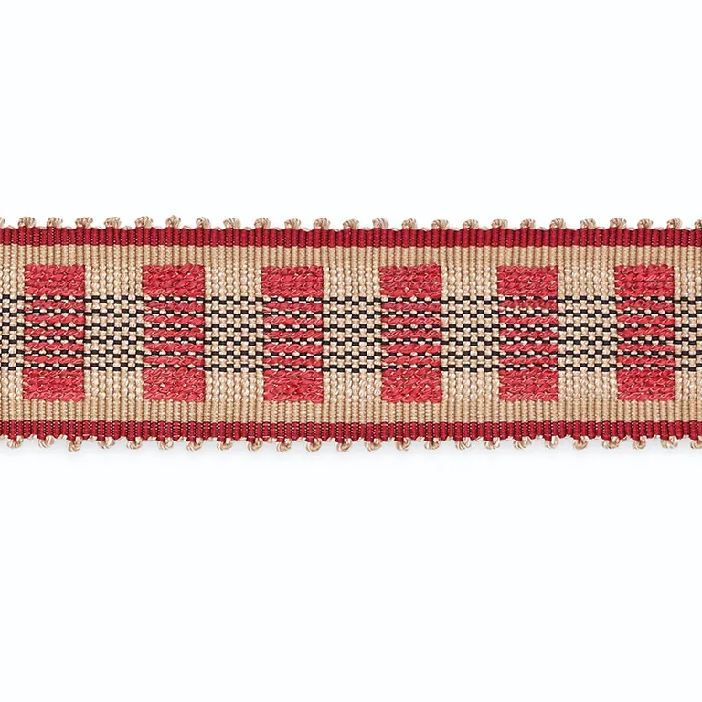 Schumacher Lucinda Braid 7/8" trim in Khaki/Cranberry/Black (B220-9)