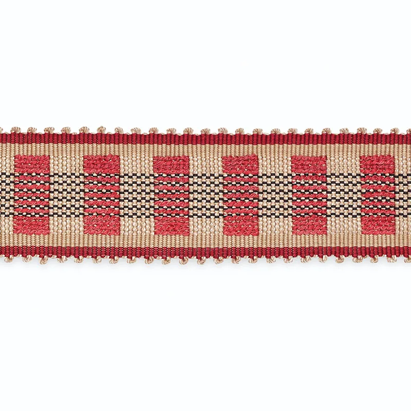 Schumacher Lucinda Braid 7/8" trim in Khaki/Cranberry/Black (B220-9)