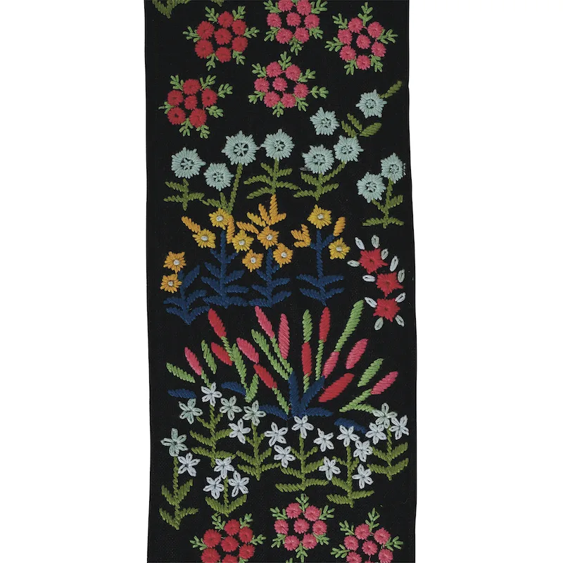 Schumacher Lula Embroidered Tape trim in Black (79312)