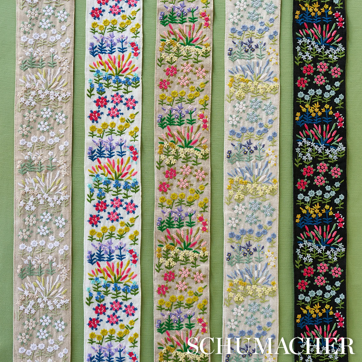 79311 | Lula Embroidered Tape - Natural Schumacher Lula Embroidered Tape trim in Natural (79311)