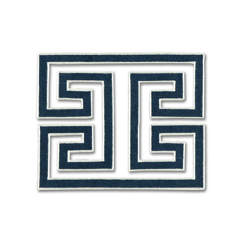 Schumacher Madame Wu Appliqué trim in Bleu Marine (66132)