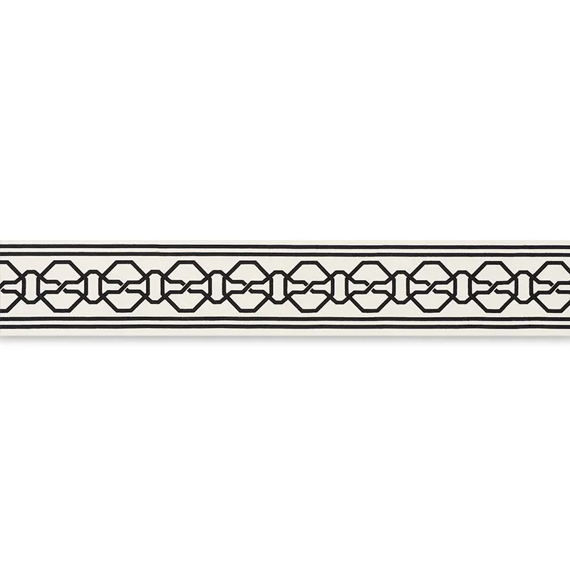 Schumacher Malmaison Tape trim in Black on Ivory (66157)