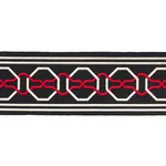 Schumacher Malmaison Tape trim in Noir / Ruby (66154)