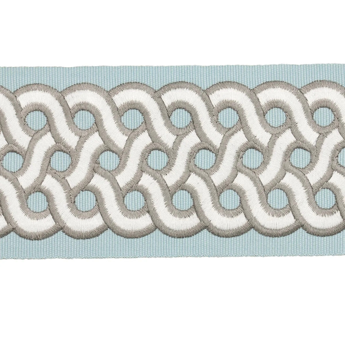 Schumacher Mandeville Tape trim in Sky (77154)