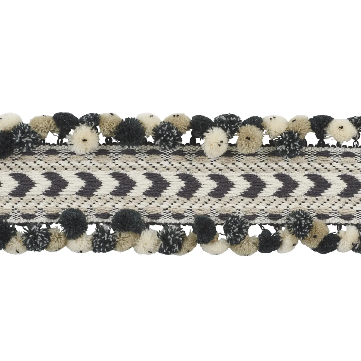 Schumacher Maracana Pom Tape trim in Black (75652)