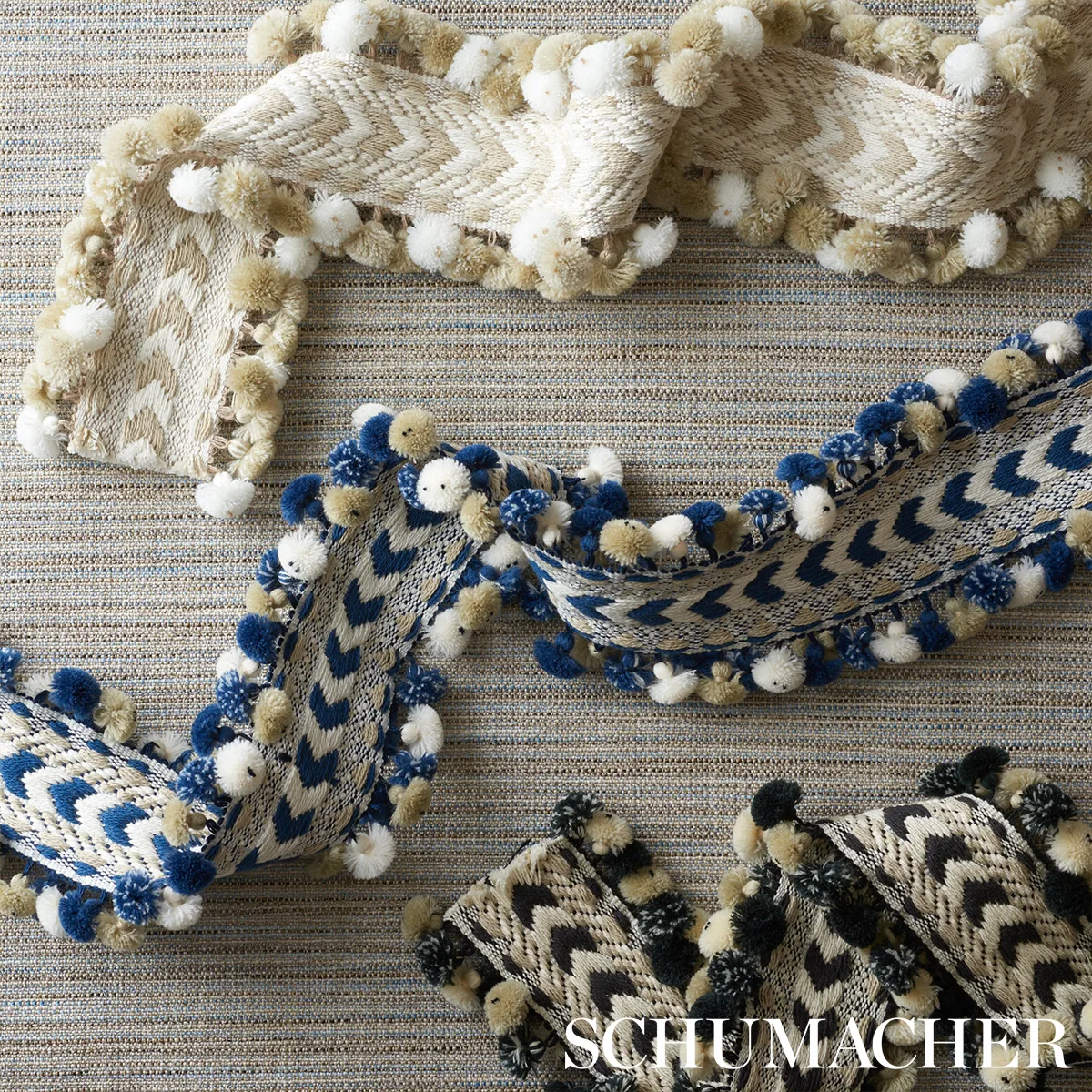 75650 | Maracana Pom Tape - Linen Schumacher Maracana Pom Tape trim in Linen (75650)