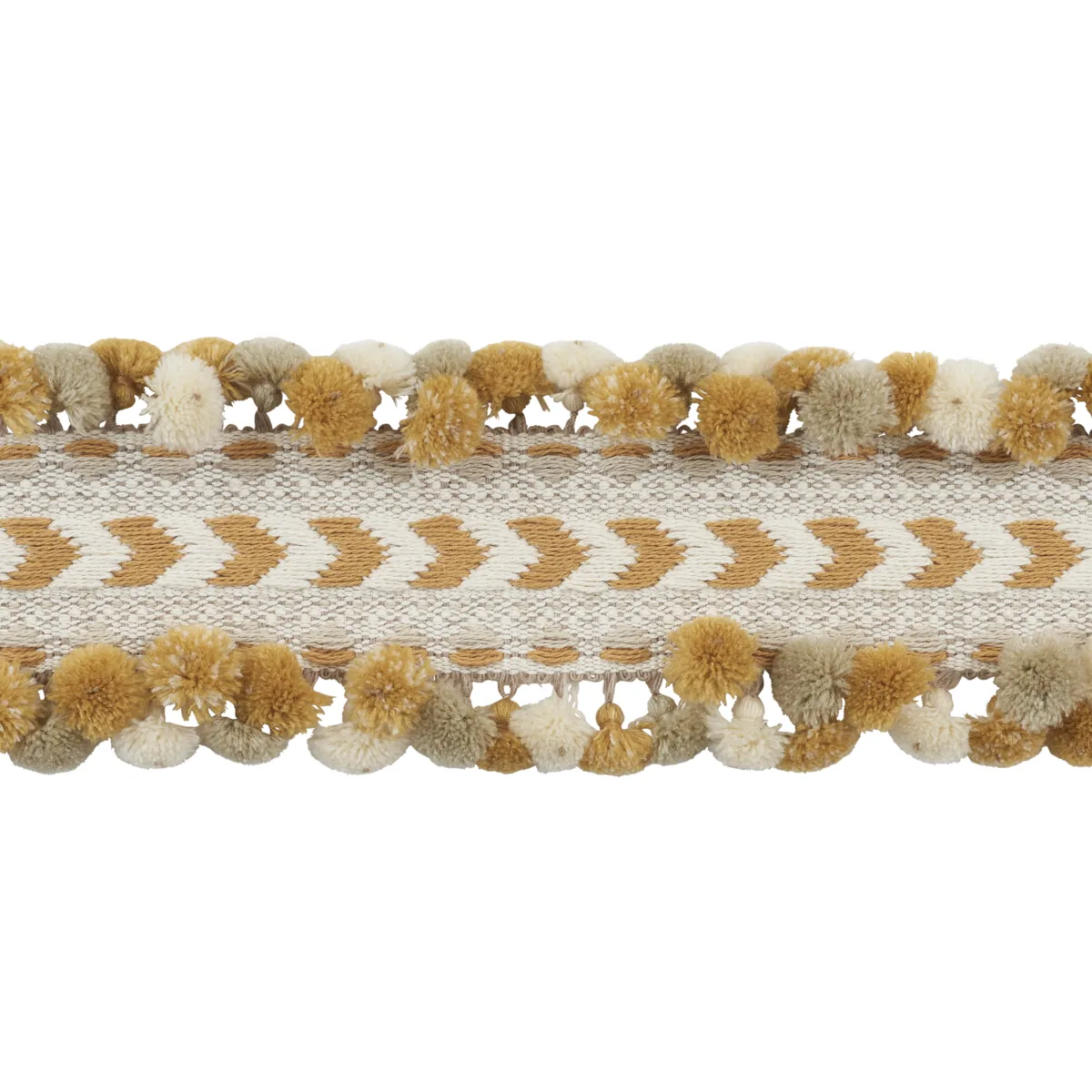 Schumacher Maracana Pom Tape trim in Ochre (75651)