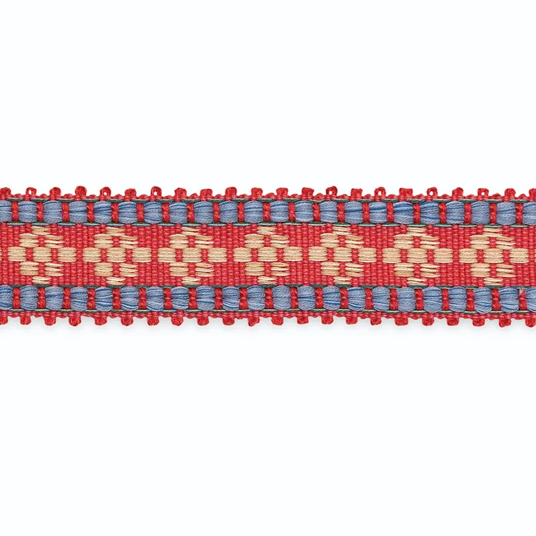 Schumacher Mary Kay Braid trim in Cherry/Lapis/Mocha (B211-2)