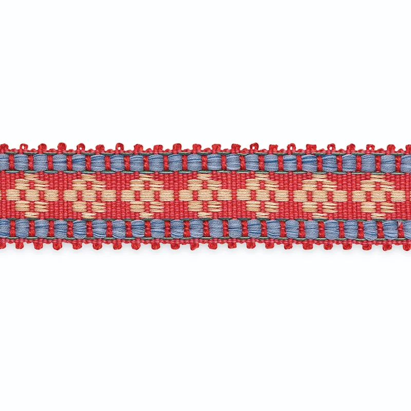 Schumacher Mary Kay Braid trim in Cherry/Lapis/Mocha (B211-2)