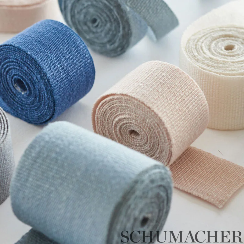 76892 | Mathias Linen Tape Wide - Grey Schumacher Mathias Linen Tape Wide trim in Grey (76892)