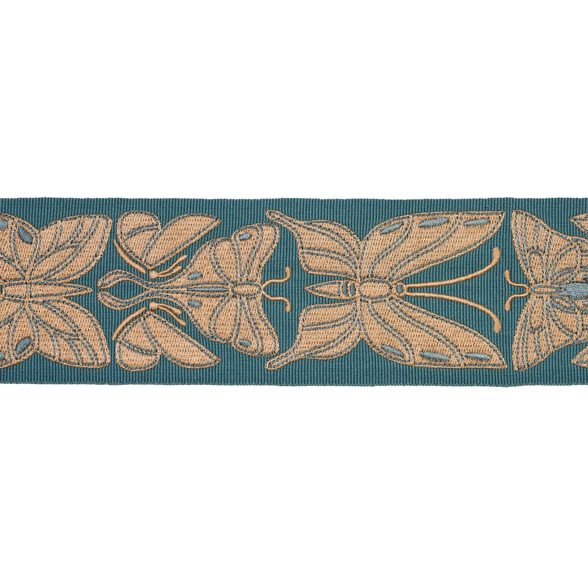 Schumacher Metamorphosis Tape trim in Teal & Gold (84382)