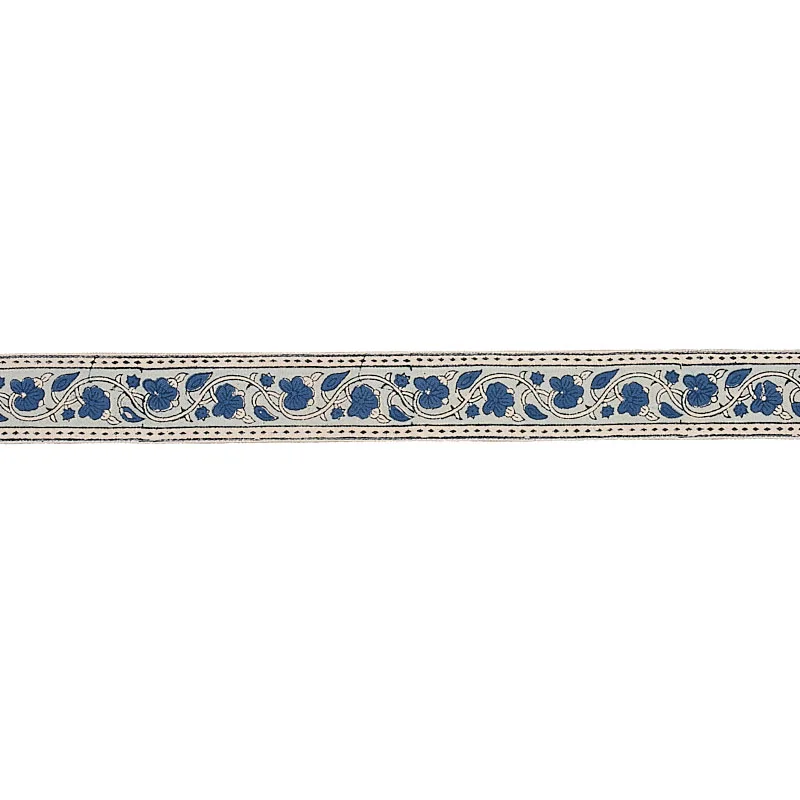 Schumacher Mila Hand Block Print Tape trim in Blue (78591)