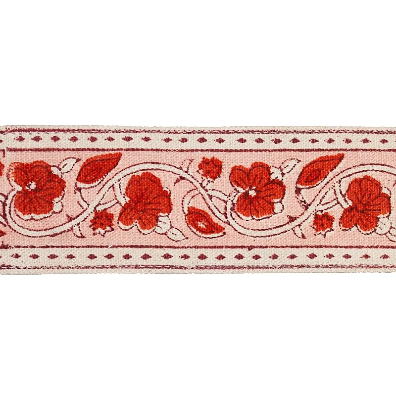 Schumacher Mila Hand Block Print Tape trim in Red (78590)