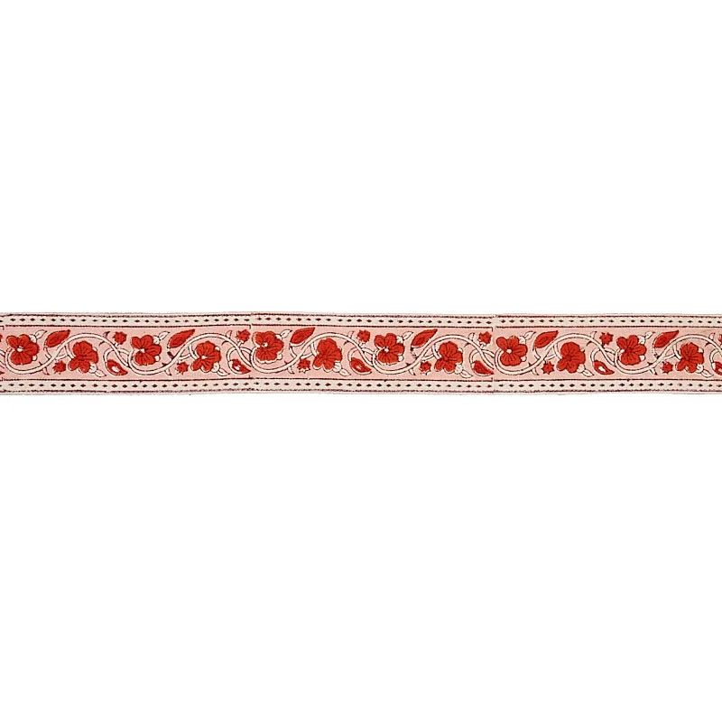 Schumacher Mila Hand Block Print Tape trim in Red (78590)