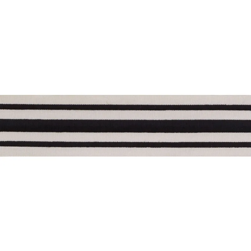 Schumacher Military Stripe  Tape trim in Black on Ivory (70783)