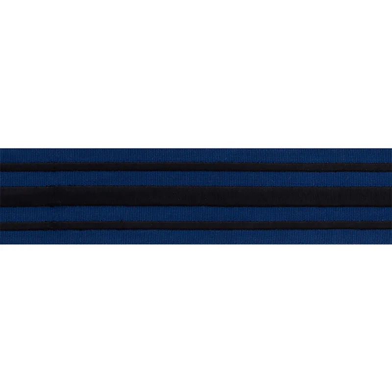Schumacher Military Stripe  Tape trim in Black on Navy (70780)
