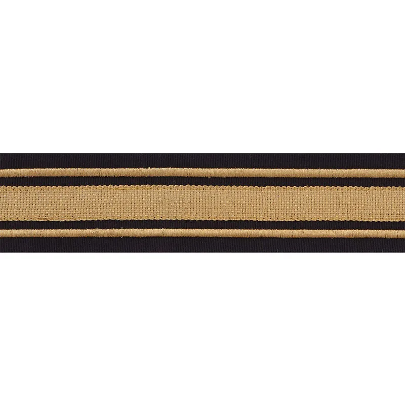 Schumacher Military Stripe  Tape trim in Gold on Black (70784)