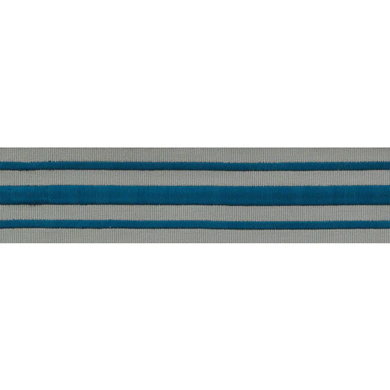 Schumacher Military Stripe  Tape trim in Peacock on Celadon (70785)
