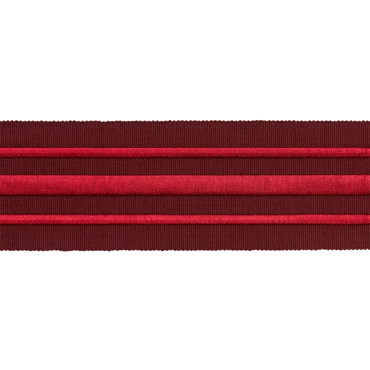 Schumacher Military Stripe  Tape trim in Red on Burgundy (70781)