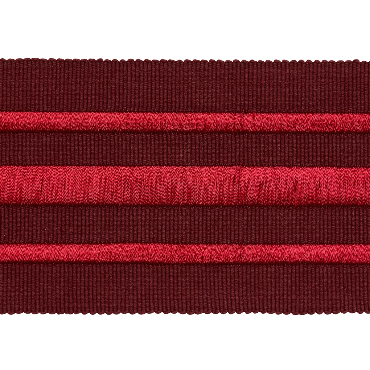 70781 | Military Stripe Tape - Red on Burgundy Schumacher Military Stripe Tape trim in Red on Burgundy (70781)