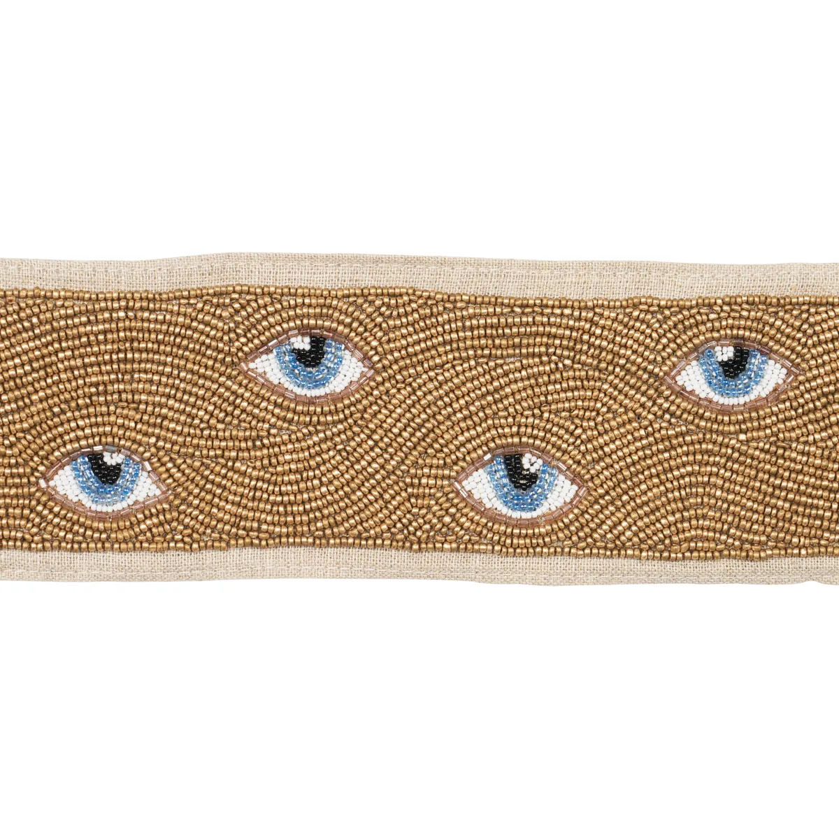 Schumacher Mind'S Eye Beaded Tape trim in Blue & Gold (83621)