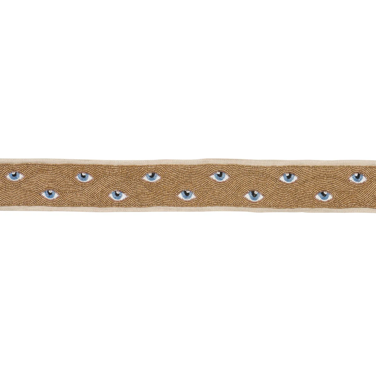 Schumacher Mind'S Eye Beaded Tape trim in Blue & Gold (83621)