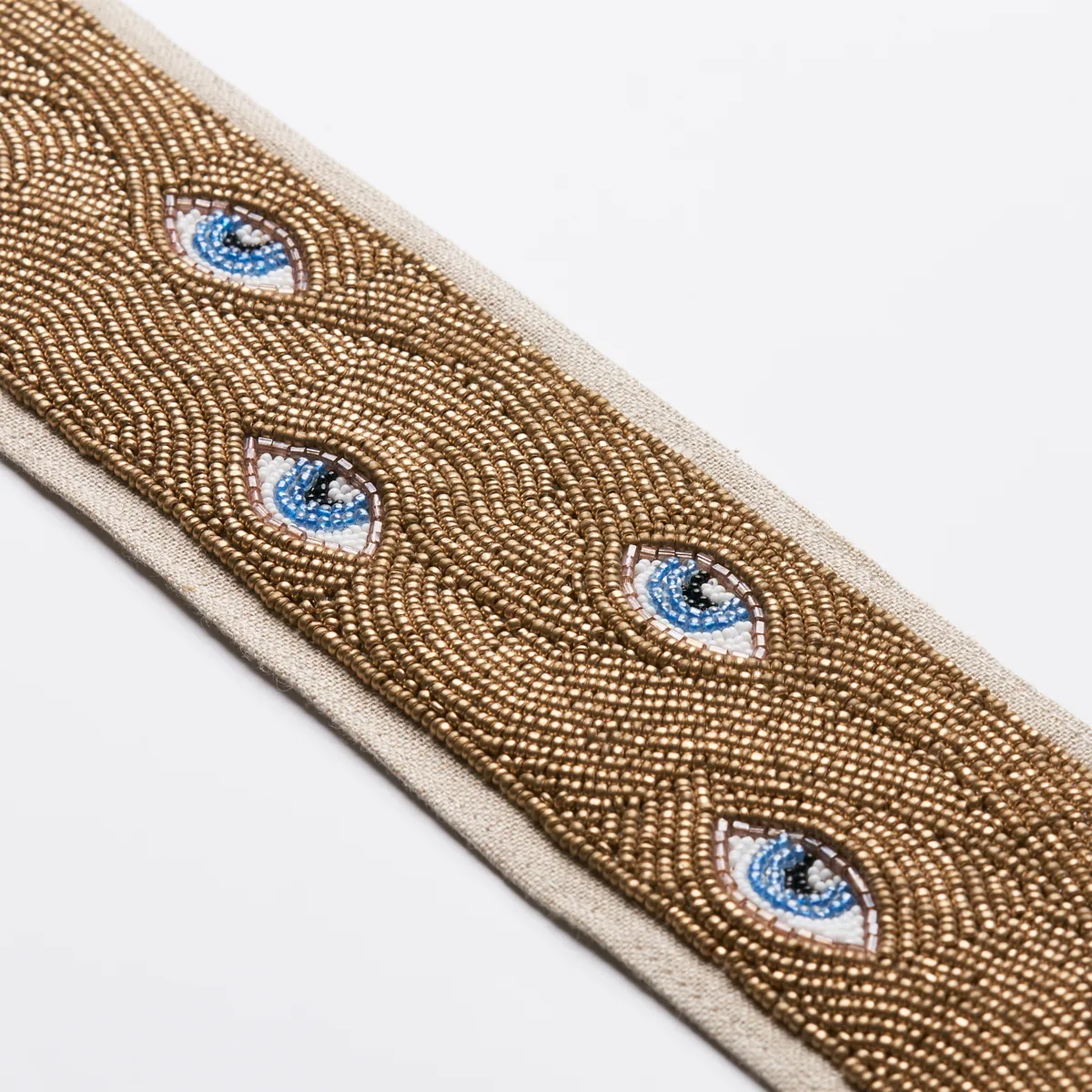 83621 | Mind'S Eye Beaded Tape - Blue & Gold Schumacher Mind'S Eye Beaded Tape trim in Blue & Gold (83621)
