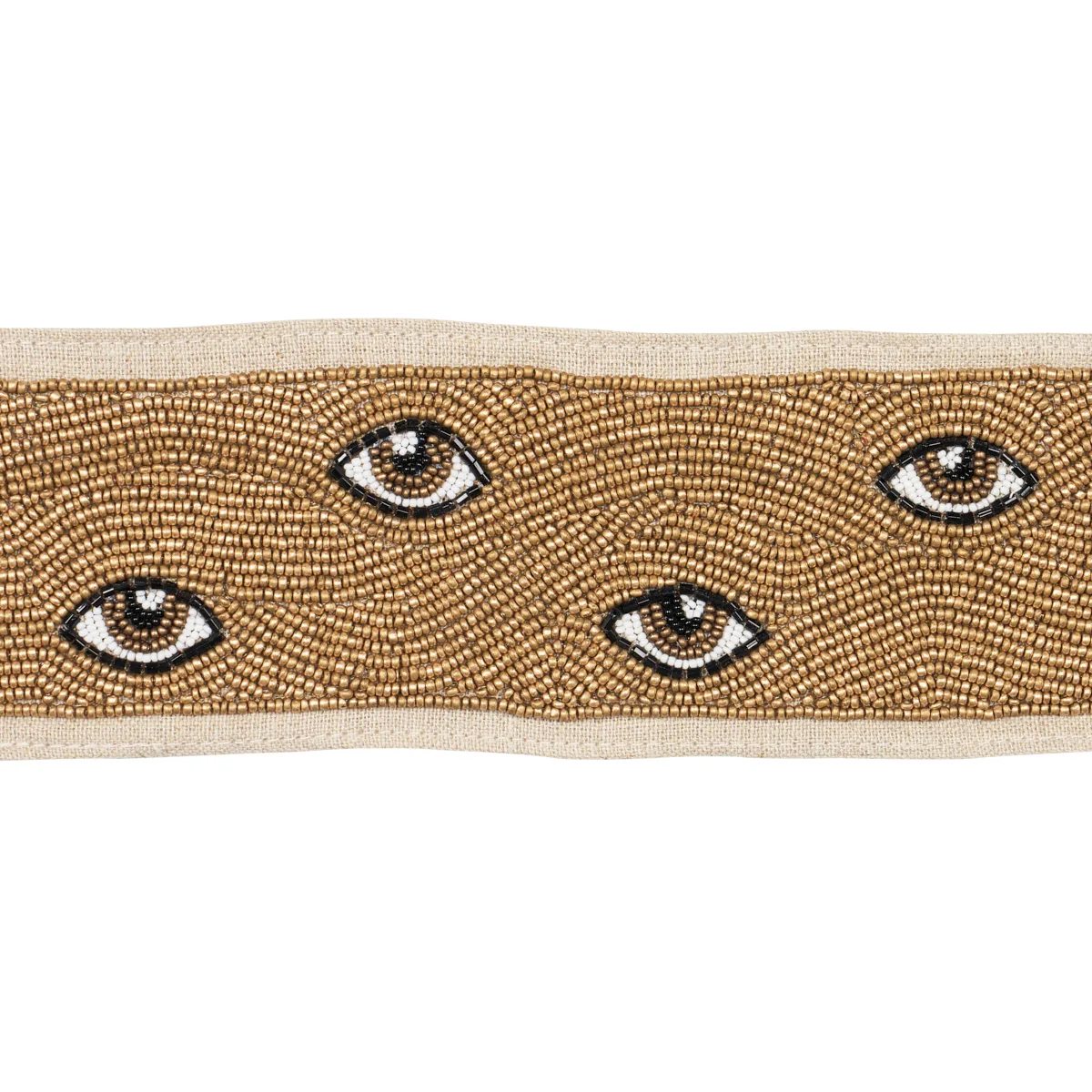 Schumacher Mind'S Eye Beaded Tape trim in Brown & Gold (83620)