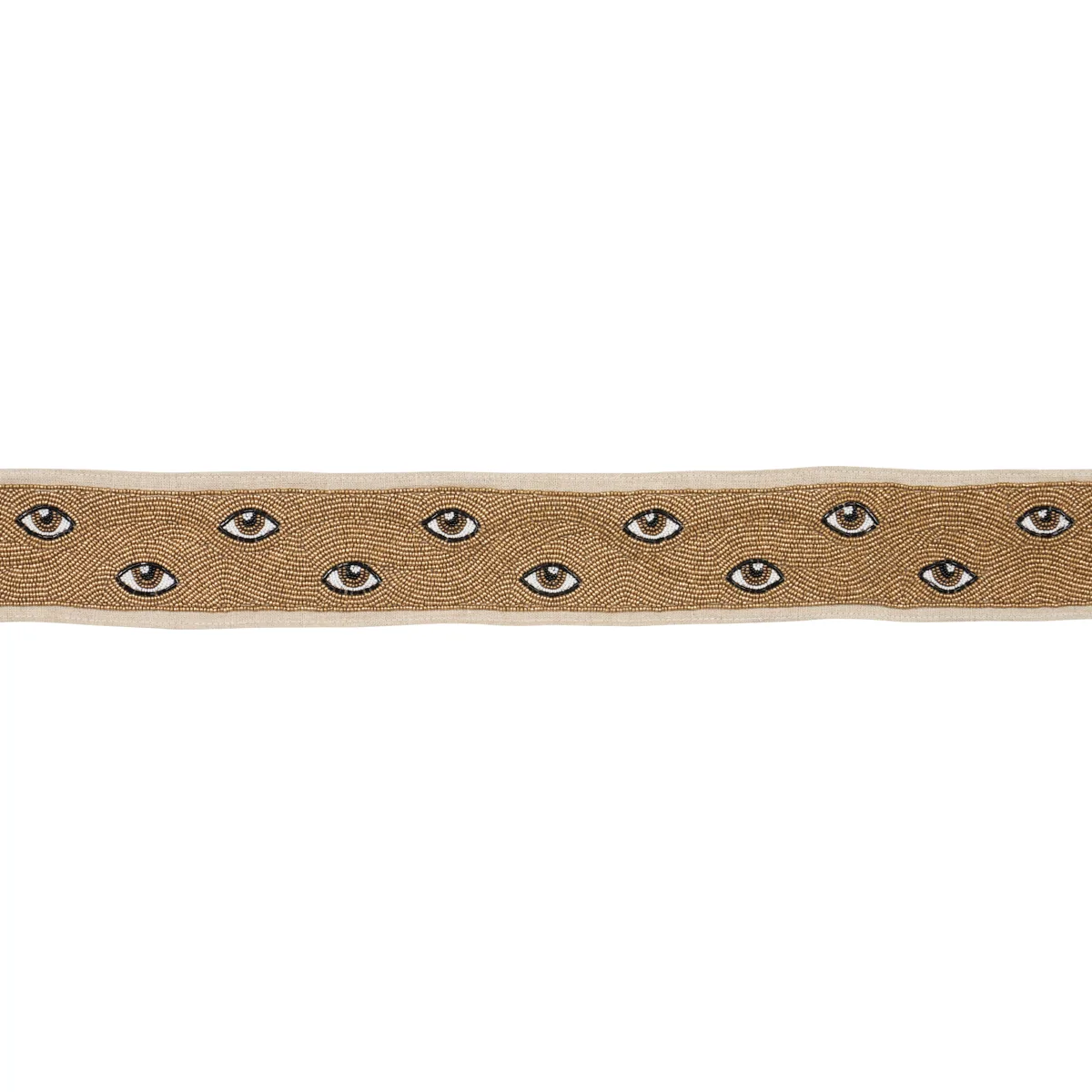 Schumacher Mind'S Eye Beaded Tape trim in Brown & Gold (83620)