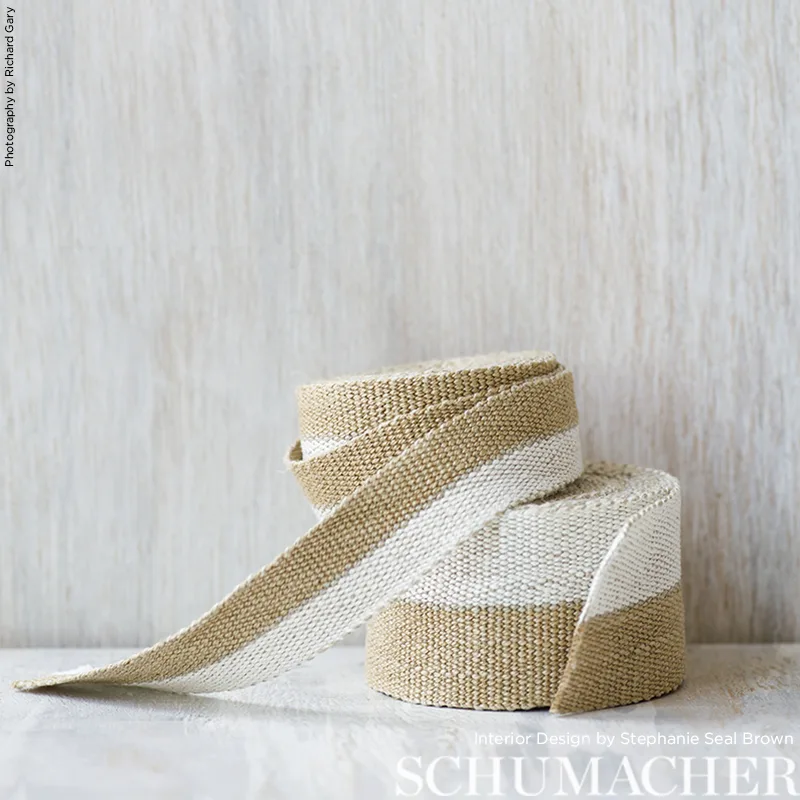 Schumacher Modern Neutral Iii Medium Tape trim in White & Gold (77040)