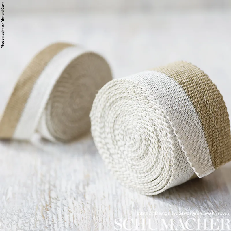 Schumacher Modern Neutral Iii Medium Tape trim in White & Gold (77040)