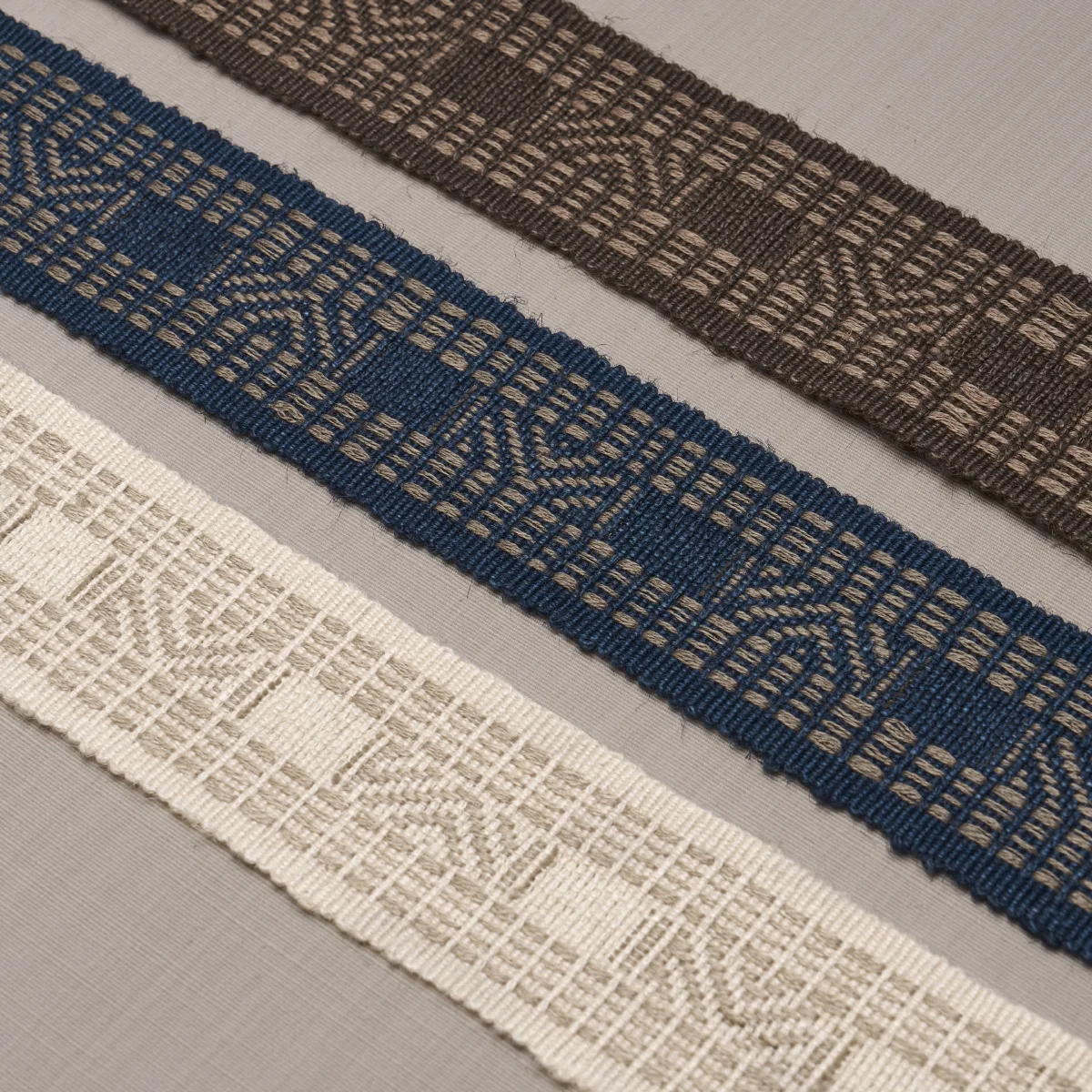 83981 | Nael Linen Cotton Tape - Oyster Schumacher Nael Linen Cotton Tape trim in Oyster (83981)
