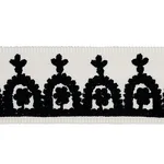 74155 | Noelia Embroidered Tape - Black on Ivory Schumacher Noelia Embroidered Tape trim in Black on Ivory (74155)