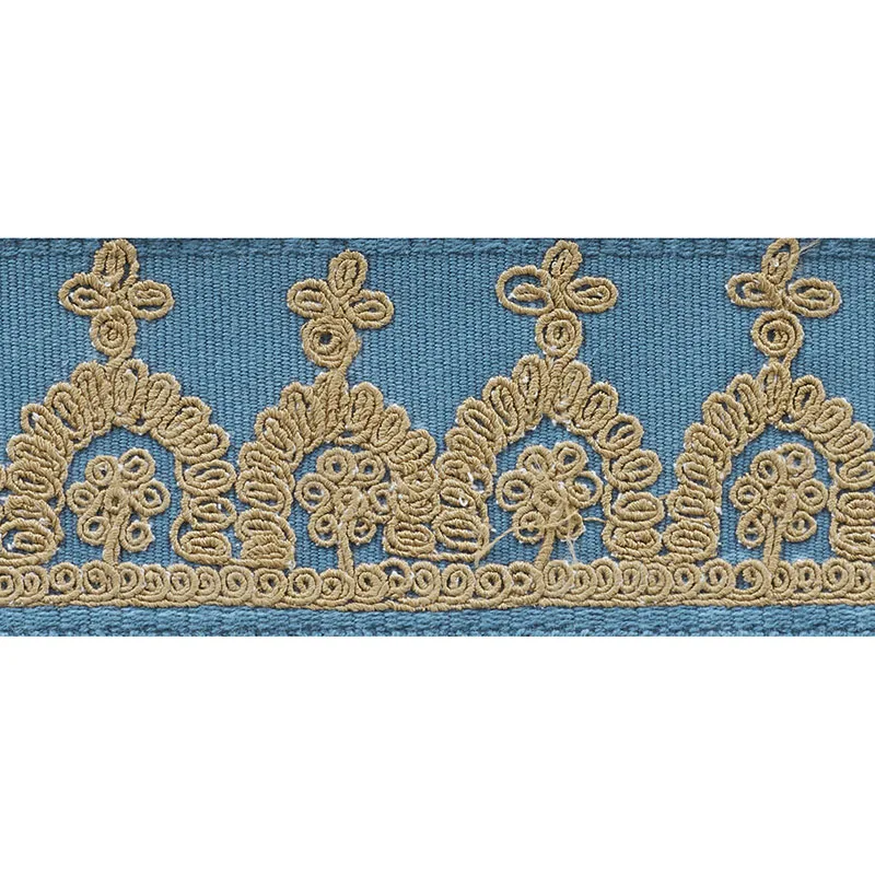 Schumacher Noelia Embroidered Tape trim in Cadet (74153)
