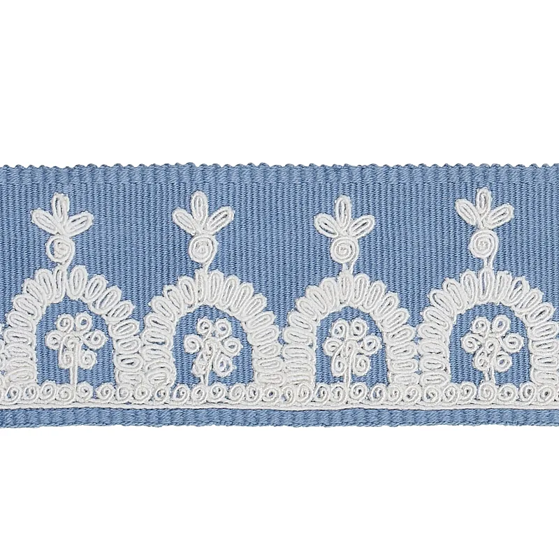 Schumacher Noelia Embroidered Tape trim in Chambray (74157)