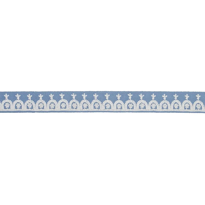 Schumacher Noelia Embroidered Tape trim in Chambray (74157)