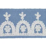 74157 | Noelia Embroidered Tape - Chambray Schumacher Noelia Embroidered Tape trim in Chambray (74157)