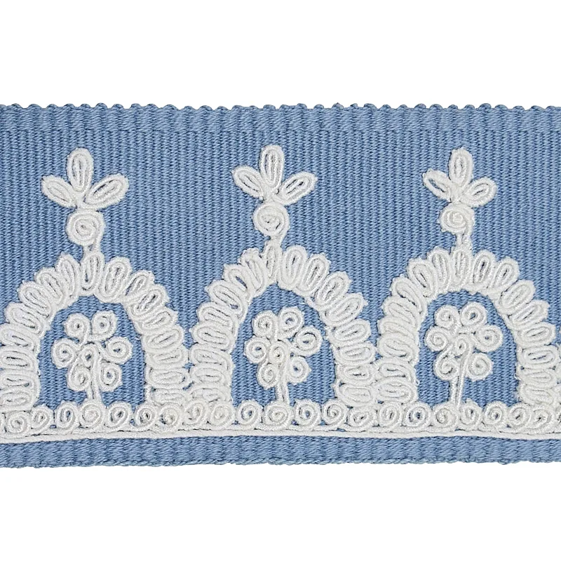 74157 | Noelia Embroidered Tape - Chambray Schumacher Noelia Embroidered Tape trim in Chambray (74157)