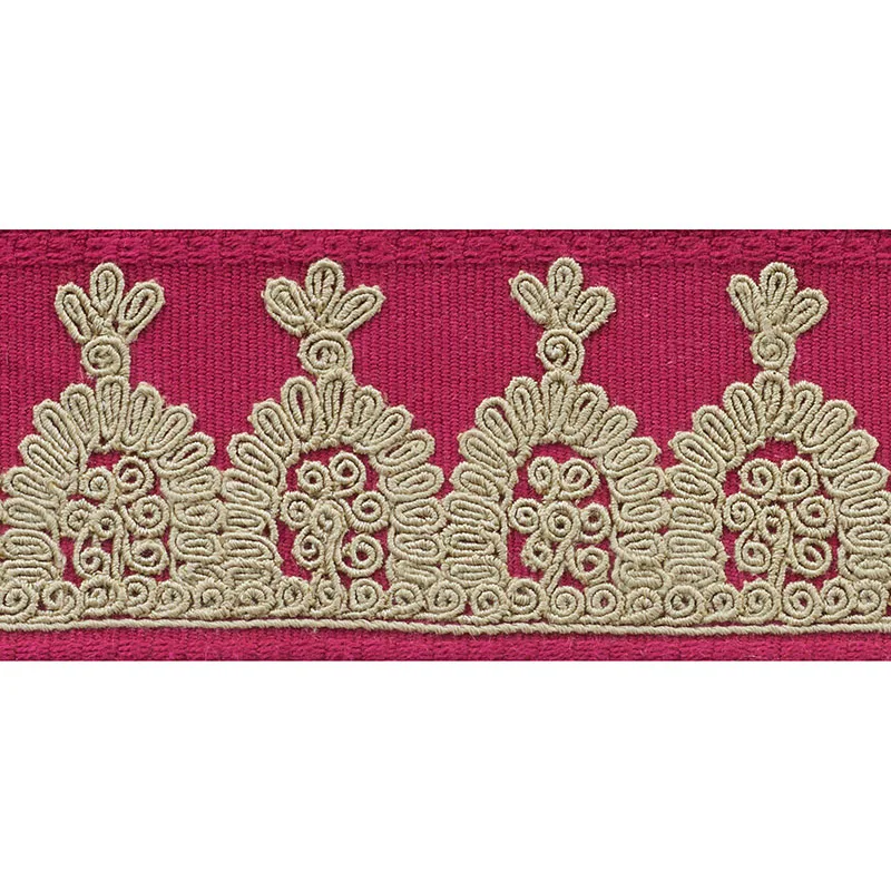 Schumacher Noelia Embroidered Tape trim in Garnet (74152)