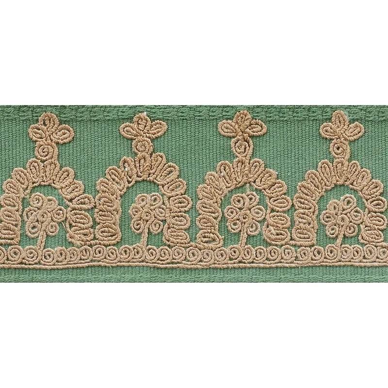 Schumacher Noelia Embroidered Tape trim in Jade (74151)