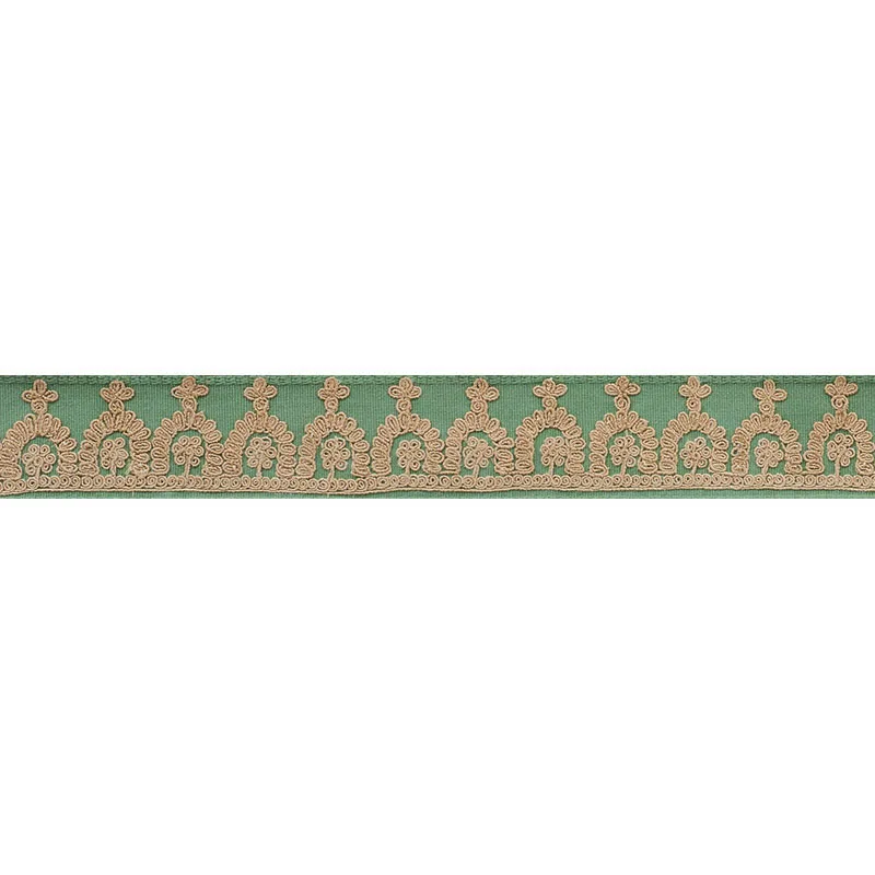 Schumacher Noelia Embroidered Tape trim in Jade (74151)