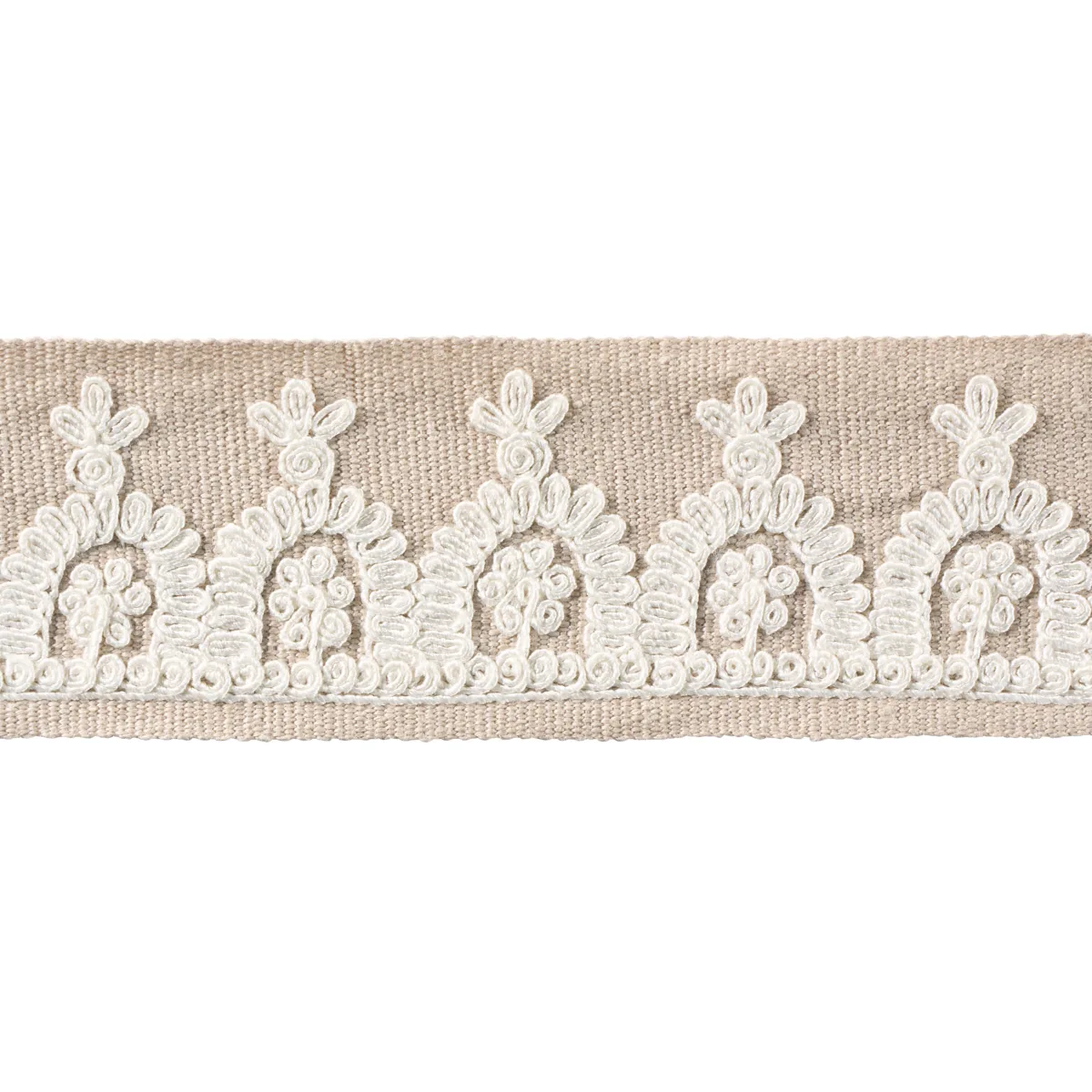 Schumacher Noelia Embroidered Tape trim in Natural (74159)